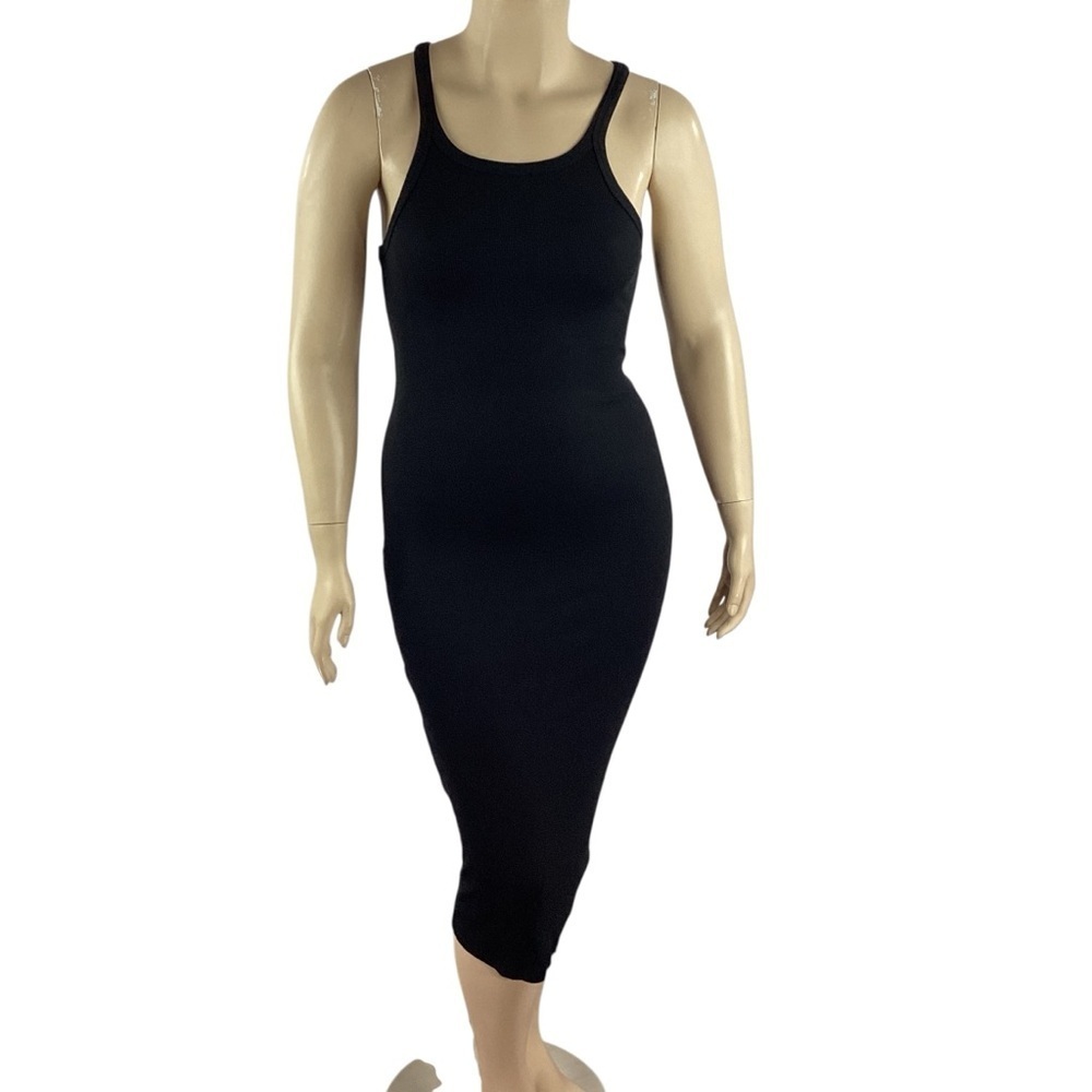 LNA Rilynn Rib Racer Dress Black Cutout Back Size XL